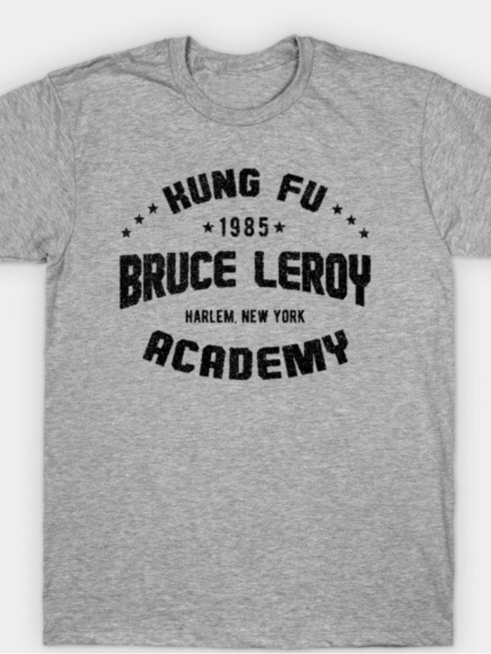 Bruce LeRoy Academy Kung Fu T‑Shirt — Gray with Black Print